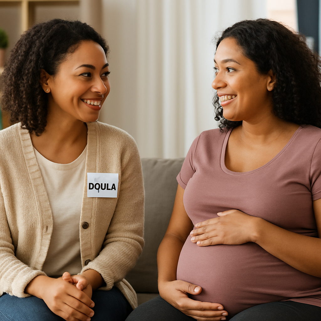 meeting between a doula and pregnant mom