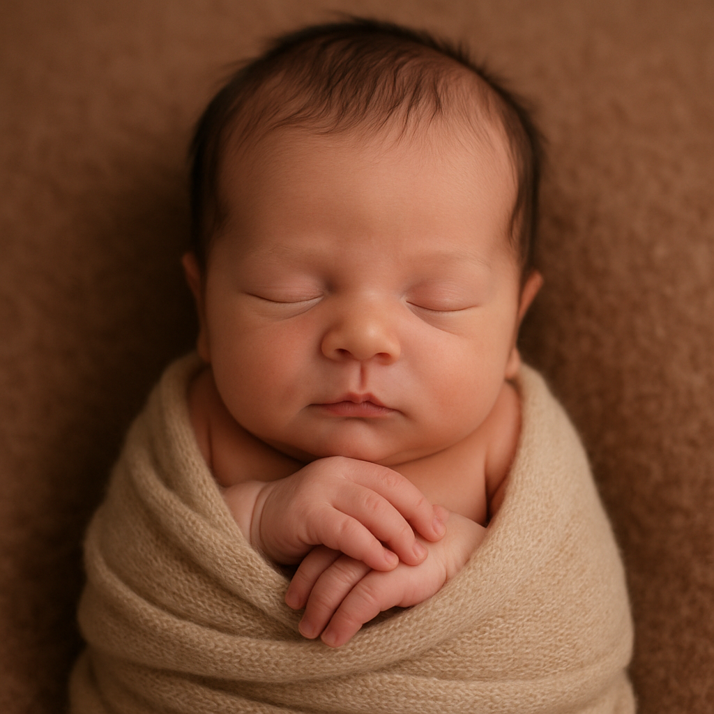newborn baby swaddled with his hands peaking out over the blanket sleeping; with the text gentle rhythms and flexible routines