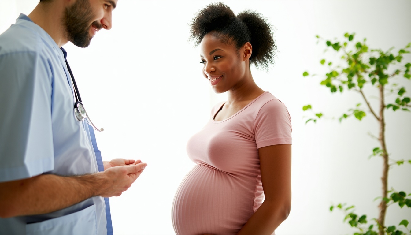 Prenatal appointment with caring provider and expectant mom