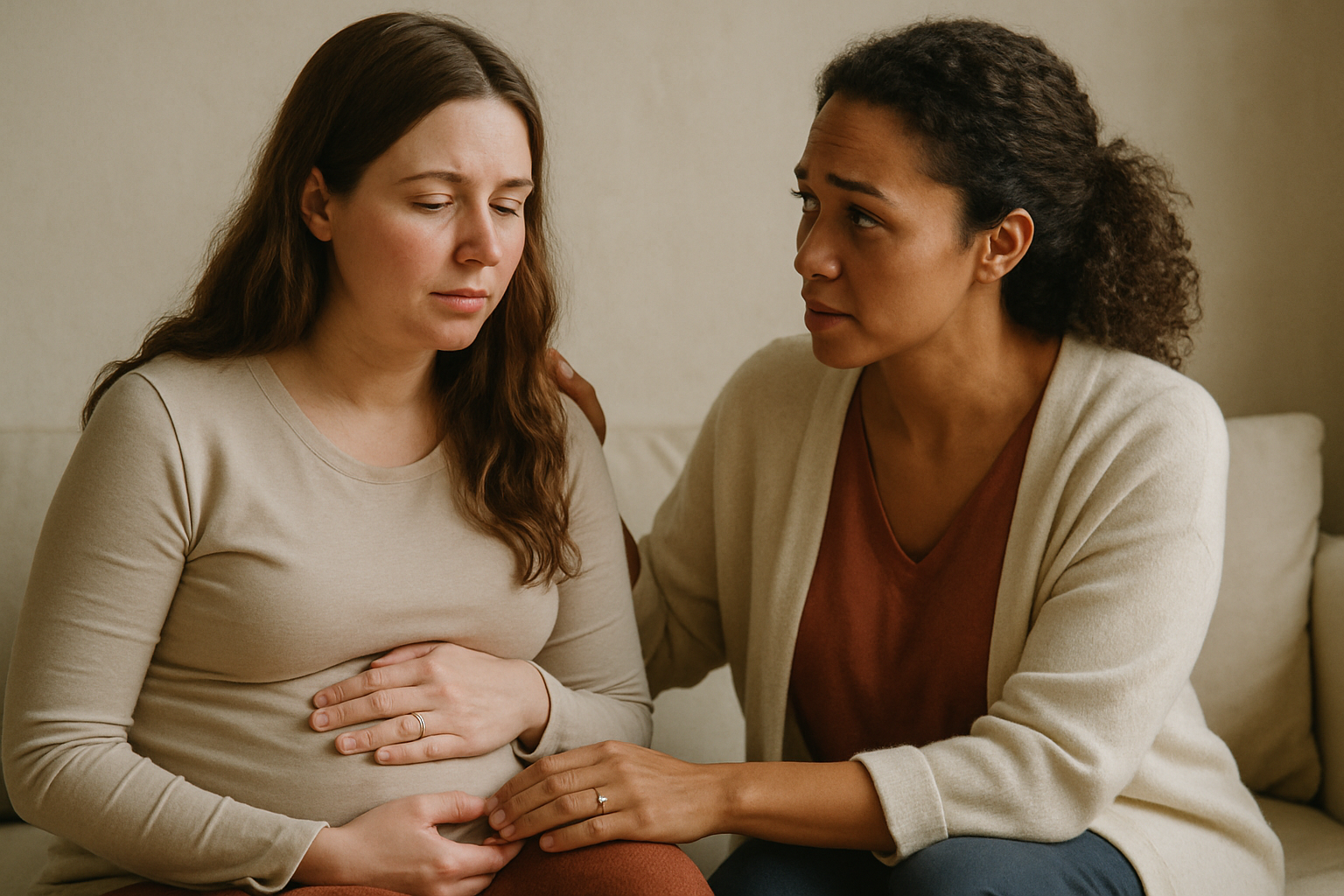 A compassionate support session with a doula providing guidance.