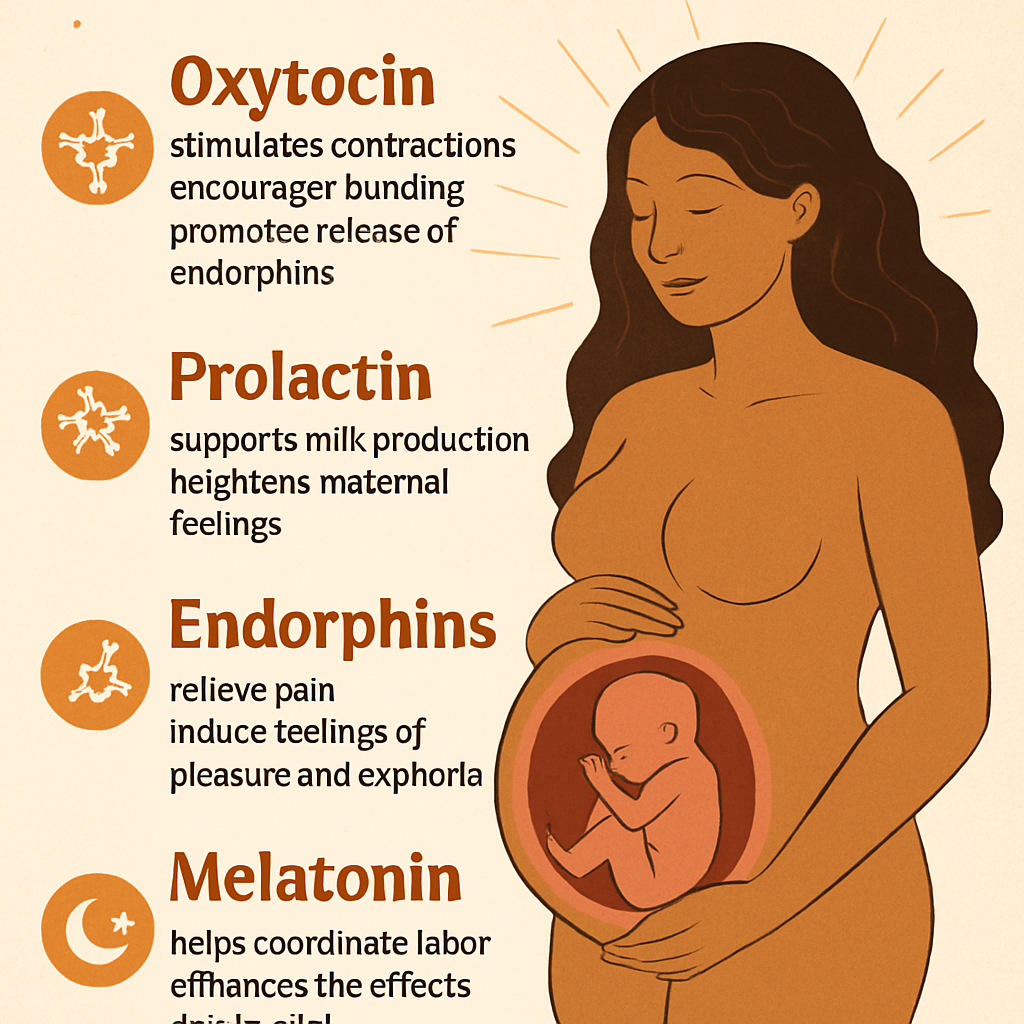 A detailed infographic illustrating the hormonal interactions during labor, designed to empower and educate.