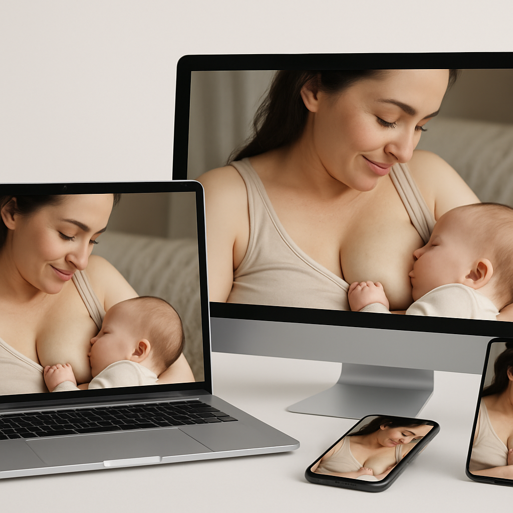 Various devices showcasing the breastfeeding session