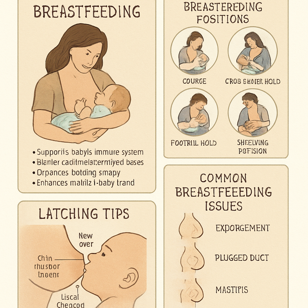 Visual guides and educational materials on breastfeeding